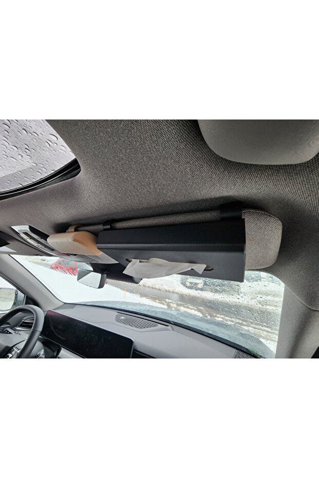 🧻   صندوق المناديل الورقية للسيارة قبعة بواقٍ شمسي – جهاز عملي للتخزين والاستخدام - 2