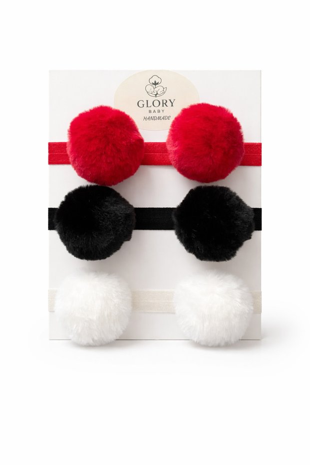 Girl's Baby Pompom Bandana Set of 3