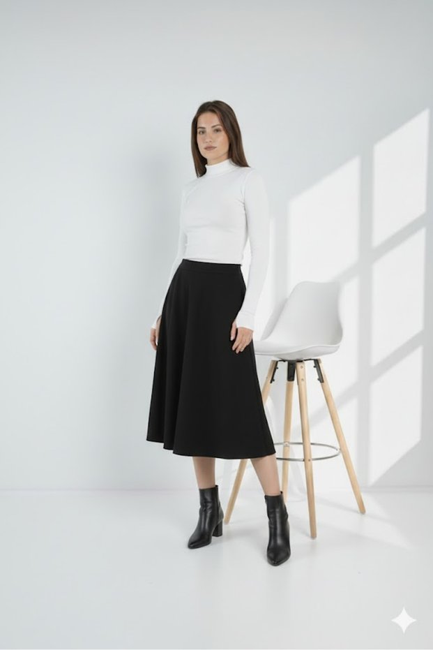 Women's Brioche Knit High Waist Flared Skirt