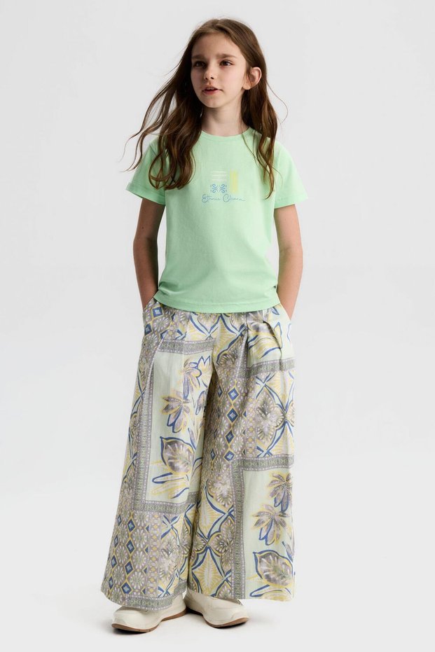 Girl Child 8-14 Years Old Printed Short Sleeve T-Shirt Mint