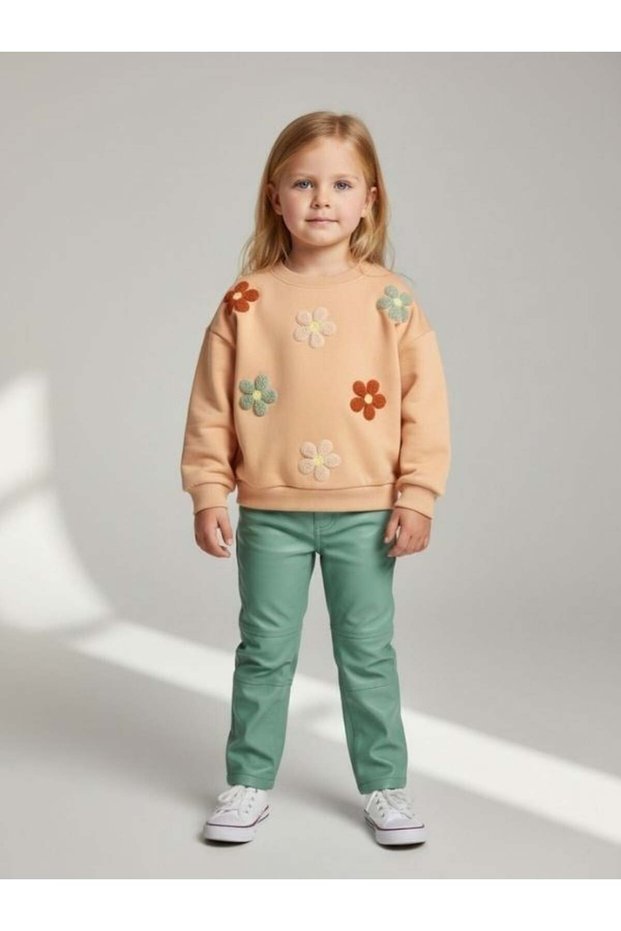 Girl's Cotton Pack Floral Punch Embroidered Sweatshirt