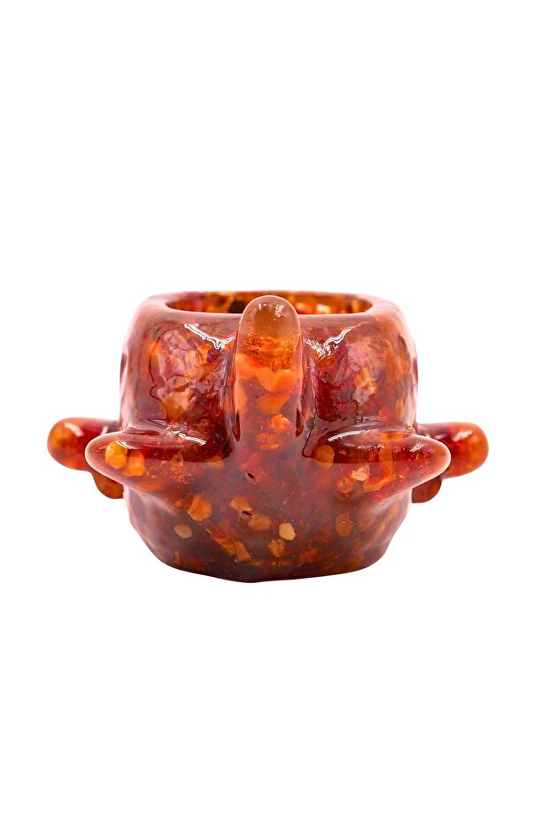 مزهرية كهرمانية مصنوعة يدوياً على شكل سمكة - 3