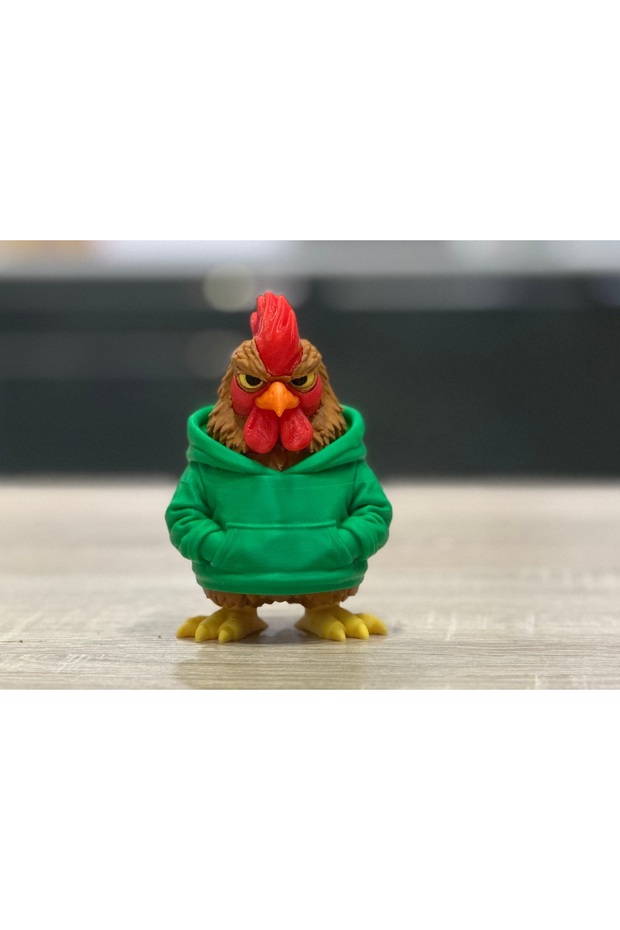 Kapüşonlu modern Horoz Figürü (10cm)