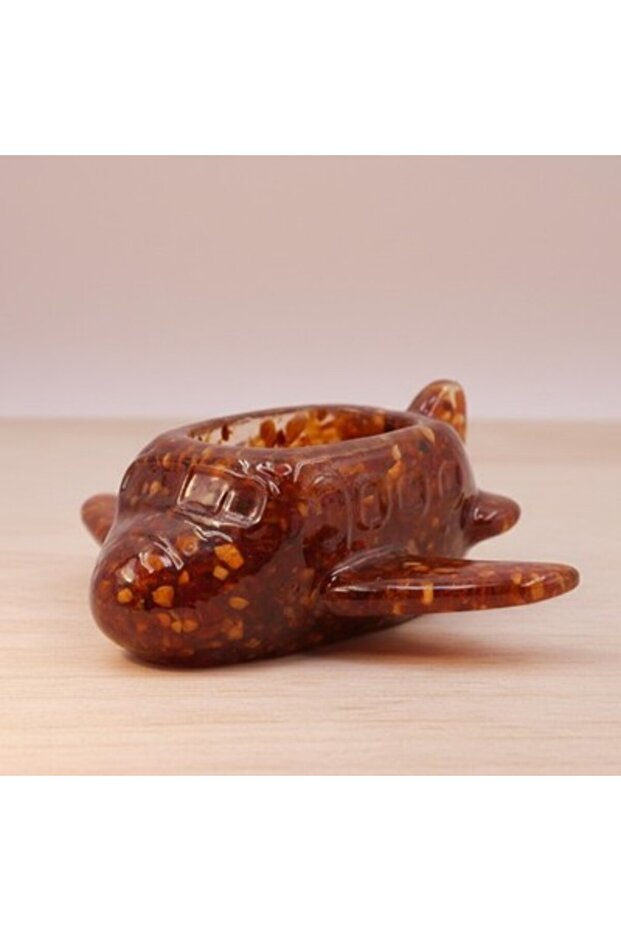 مزهرية كهرمانية مصنوعة يدوياً على شكل سمكة - 1