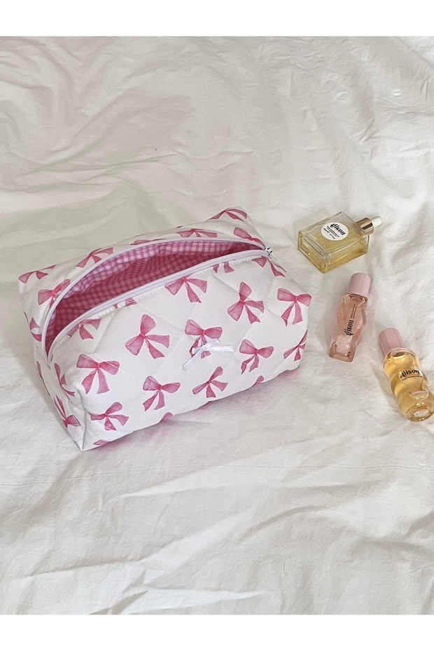 Bow Patterned Makeup Bag Large Size - 3