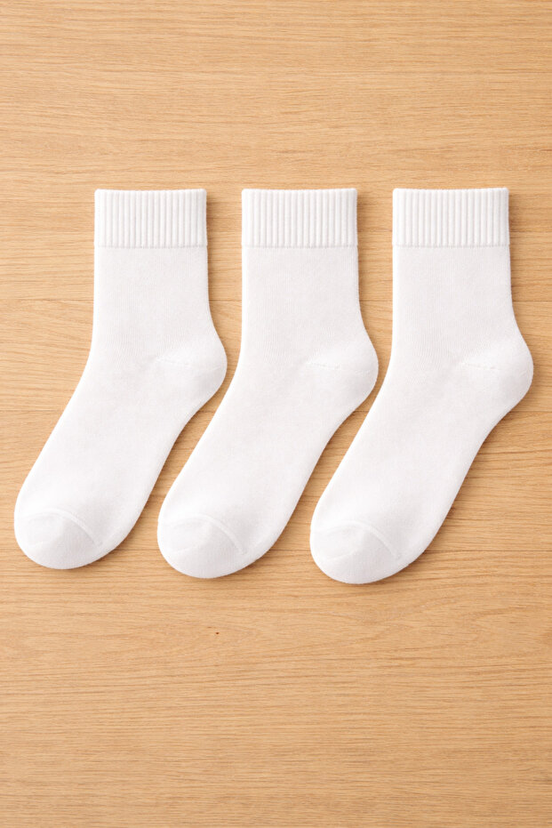 Basic Beyaz 3lü Çorap - 2