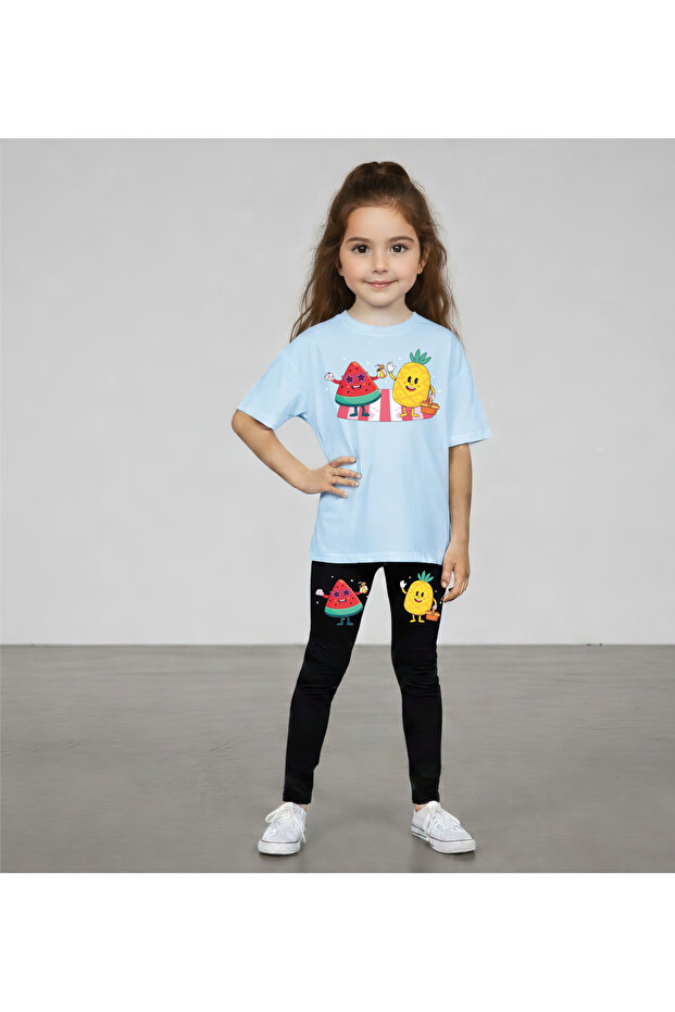 Watermelon and Pineapple Printed Top and Bottom Set T-Shirt Tights