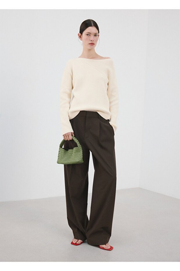 Kayık yaka örgü kazak - 2