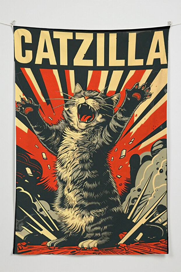 Catzilla – Anime Movie Character Themed Quality Fabric, Room Decor Tapestry Wall Rug Pieces