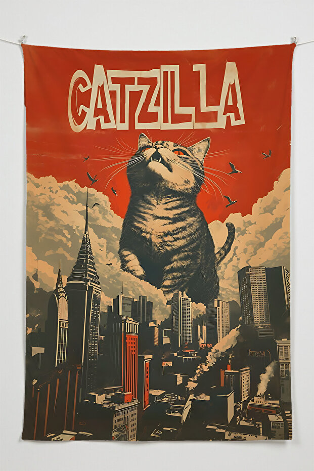 Catzilla – Anime Movie Character Themed Quality Fabric, Room Decor Tapestry Wall Rug Pieces