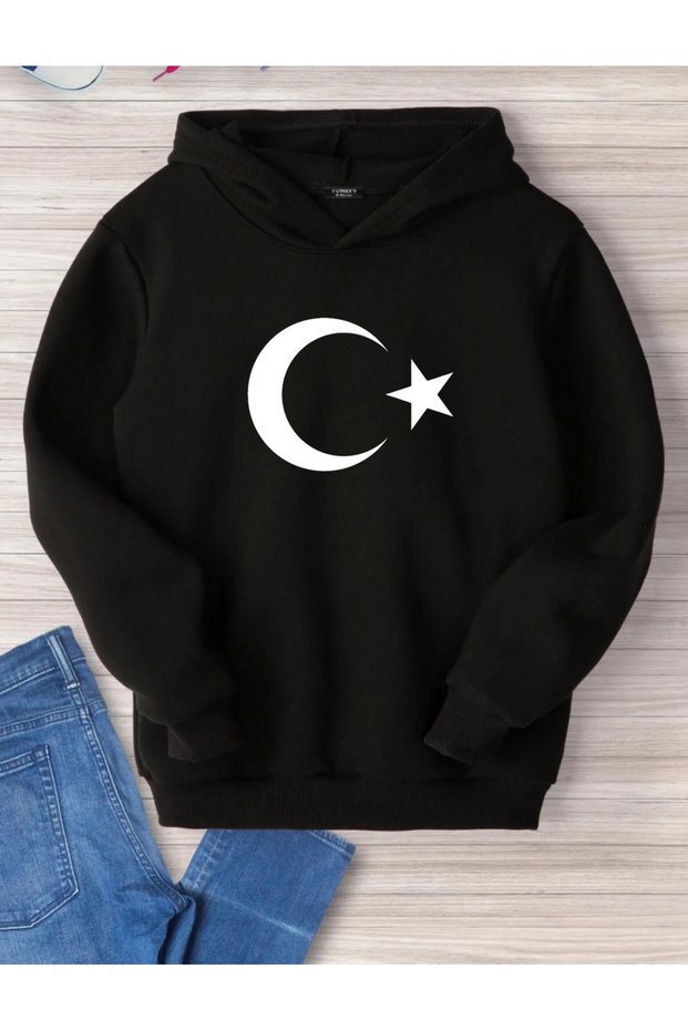 Hooded Sweatshirt Ay Yildiz Printed Unisex Oversized 100% Cotton Hoodie