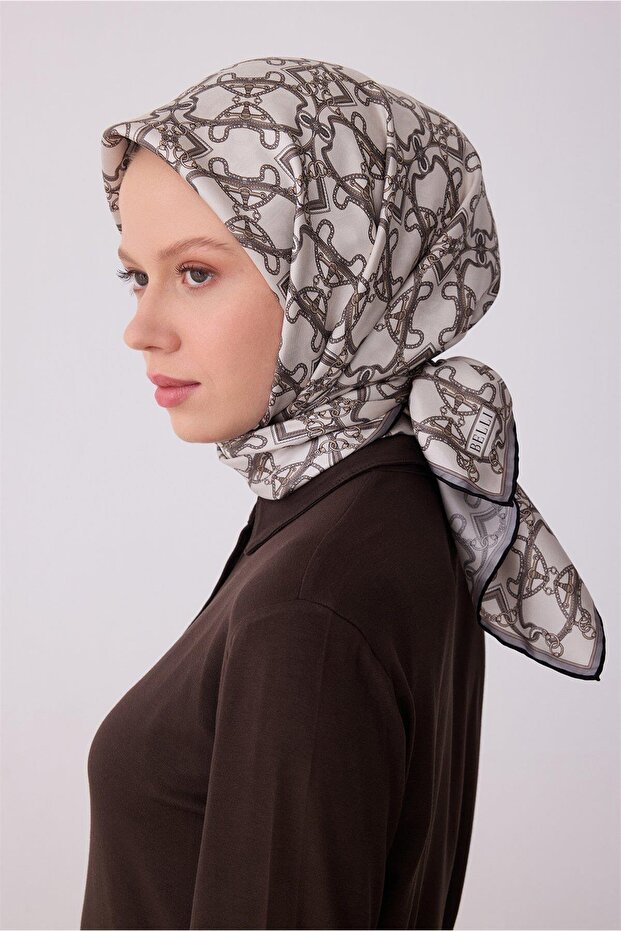 Tivil Pure Silk Scarf Ist 4328 - 84 White Black Batik Pattern
