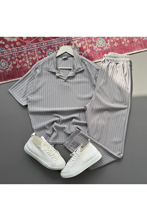 Men's Polo Collar Lycra Ottoman Fabric Lower and Upper Set