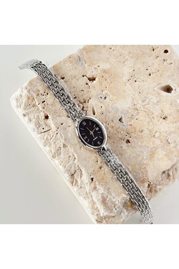 ساعة أتيجير فضية اللون باللون الأسود - 2