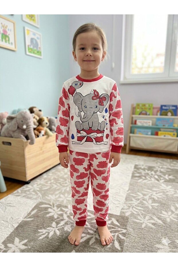 Supermini Fil Patterned Girl's Pajama Set 4-6 Years 3185