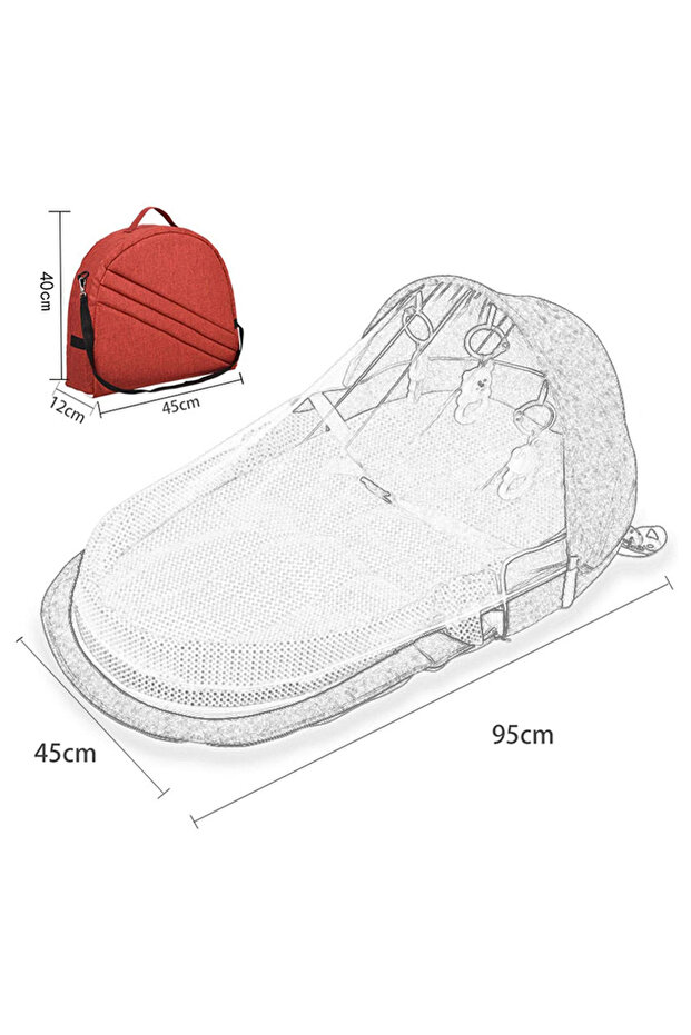 سرير أطفال متعدد الوظائف مع ناموسية - رمادي - 2