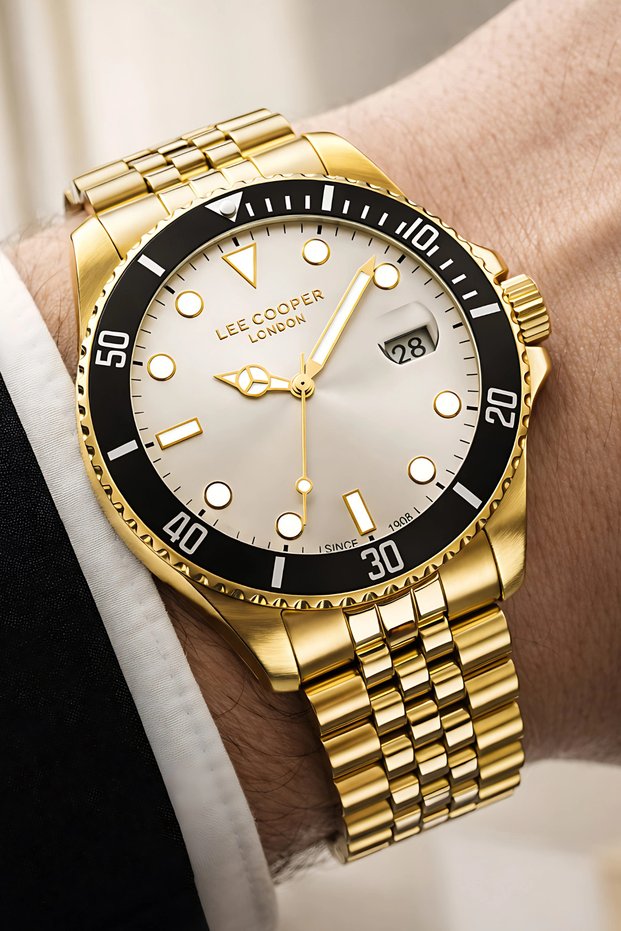 Gold Color Steel Strap Men's Wristwatch 3Atm Bracelet Sdlc027