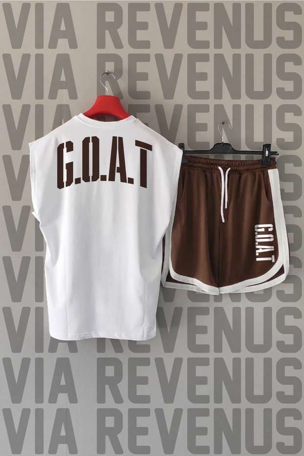 G.O.A.T Printed Zero Sleeve Sports Tshirt and Black Shorts Sports Set