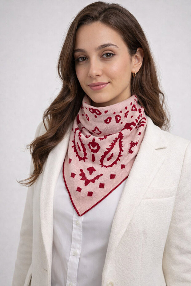 وشاح مثلث منسوج منقوش ذو وجهين - 3