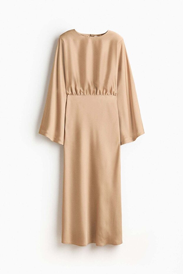 Shoulder-pad satin dress