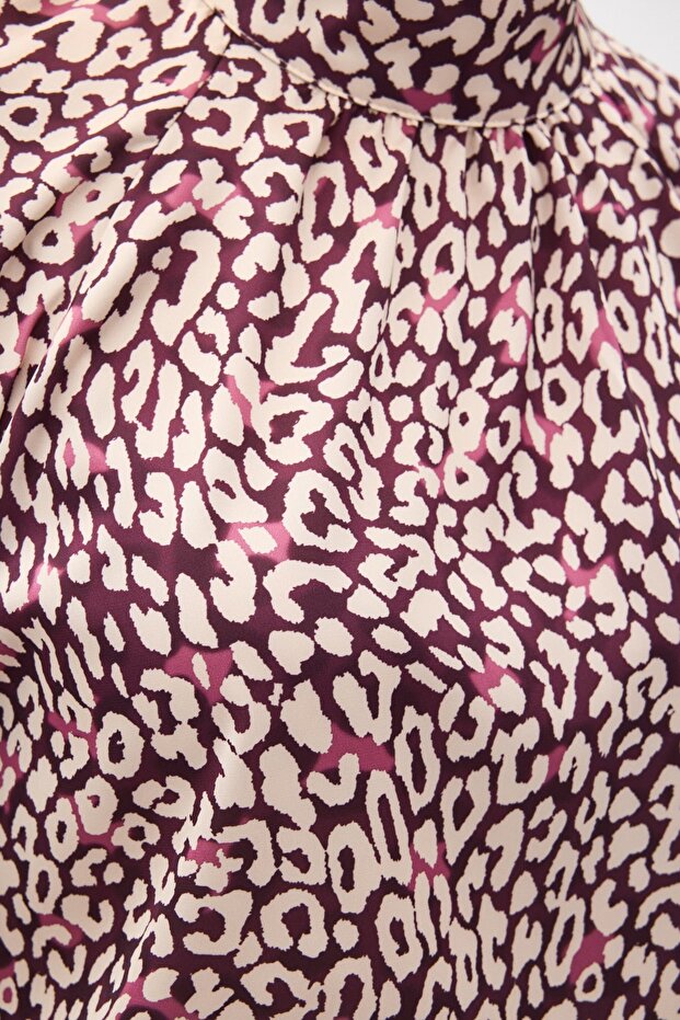 منقوش بلوزة - لون البرقوق - 7