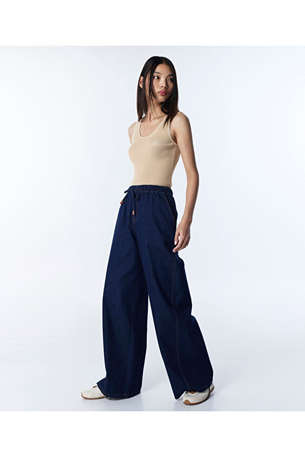 ELASTİK BEL JEAN PANTOLON - 5