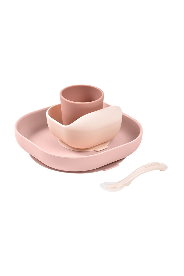 4-Piece Silicone Tableware Set Cotton Candy - 1