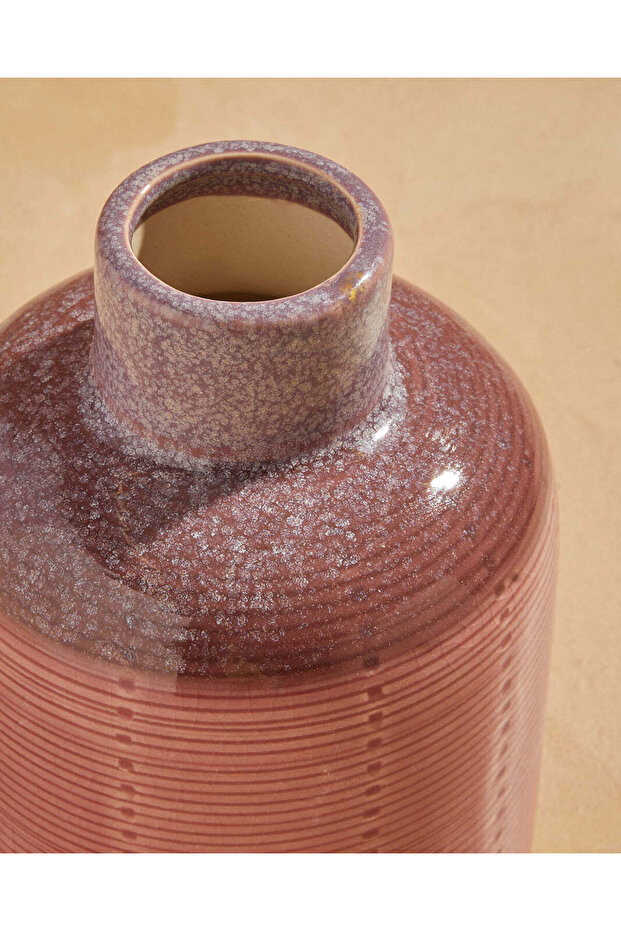 مزهرية سيراميك وردية اللون - 4