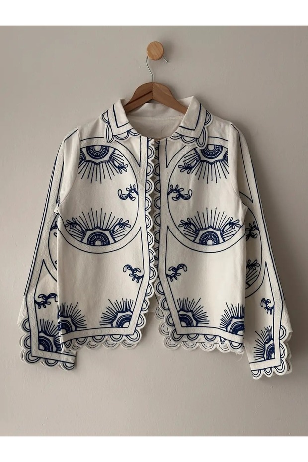 Embroidered Design Gabardine Jacket