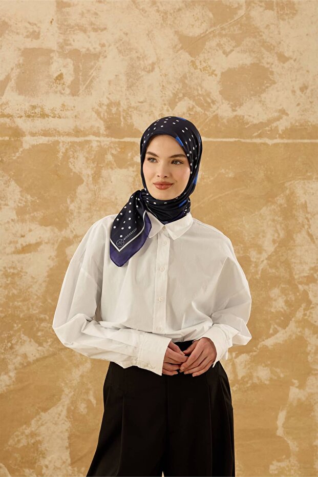 Eșarfă cu model punctat bumbac - 1