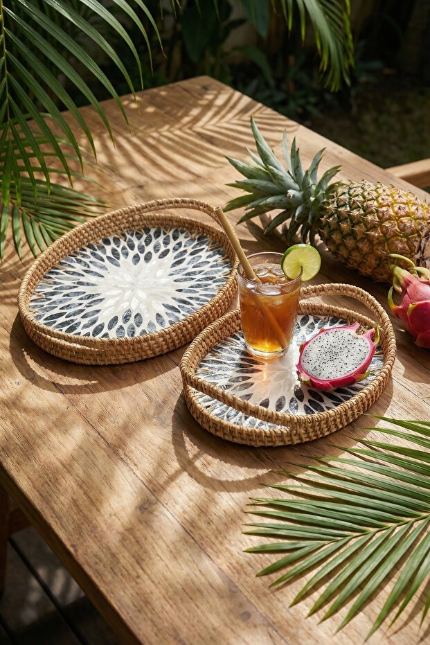 Palma Oval Bambu Sunum Tepsi Seti - 3