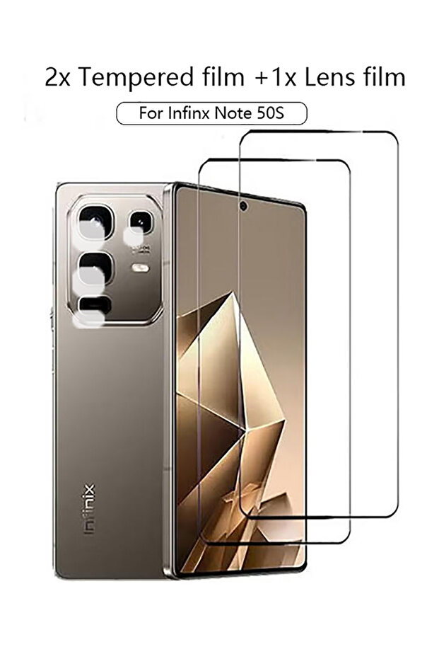 واقي شاشة وعدسة كاميرا 3 في 1 لهاتف إنفينيكس نوت 50s - واقي أمان عالي الشفافية بتغطية كاملة - 1