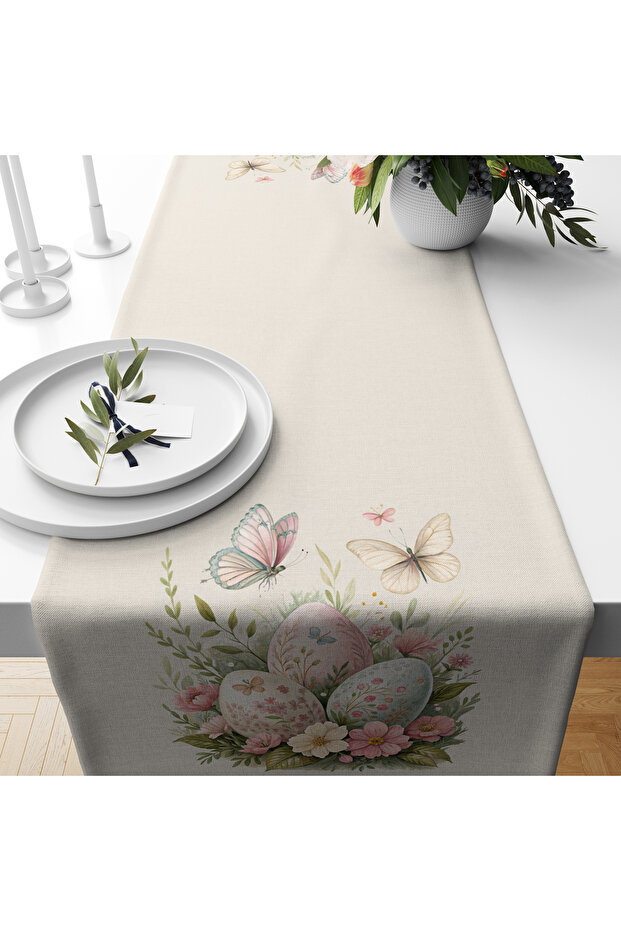 طباعة رقمية قطعة مفرش طاولة طويل - بيض منقوش - عيد الفصح - عيد ميلاد مجيد - 140x40 سم - 1