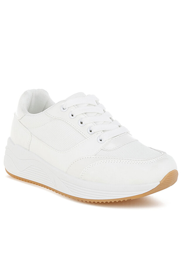 Women's Chunky Mesh Lace Up Sneakers In White