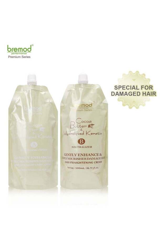 Premium Keratin Hair Straightening Rebonding Cream Cocoa Butter Hydrolyzed 2x500ml