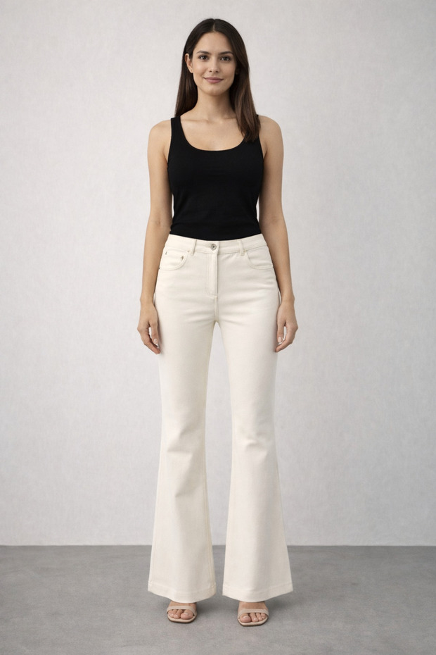 Beş Cep İspanyol Paça Pantolon - 1