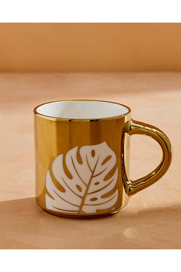 Gold Leave Pattern Electroplated Mug - 1