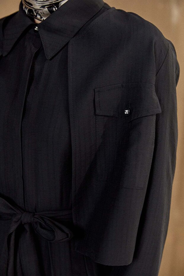 Kuşaklı Ceketli Elbise - 3