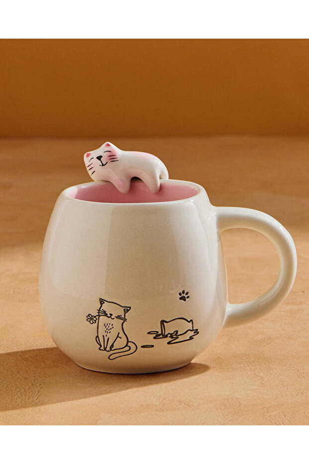 كوب وردي مزين بسحر قطة - 1