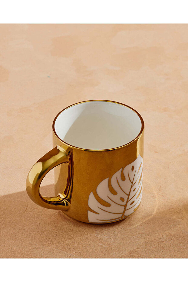 Gold Leave Pattern Electroplated Mug - 2