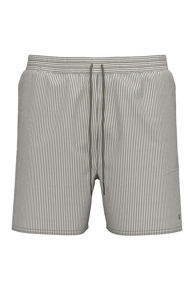 Men's Green Medium Size Ip B Tie-Detail Swim Shorts