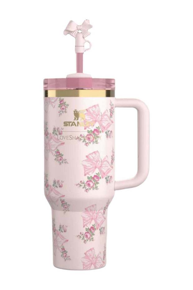 Stanley X LoveShackFancy Holiday Quencher | 40 OZ Rosa Beaux Pink