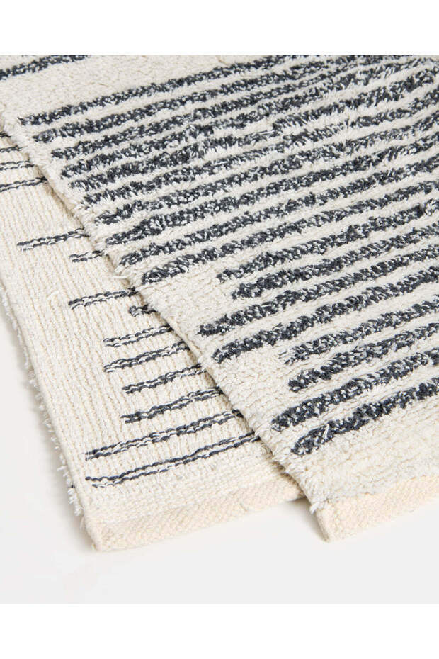 سجادة أرضية منسوجة بخطوط رمادية - 3