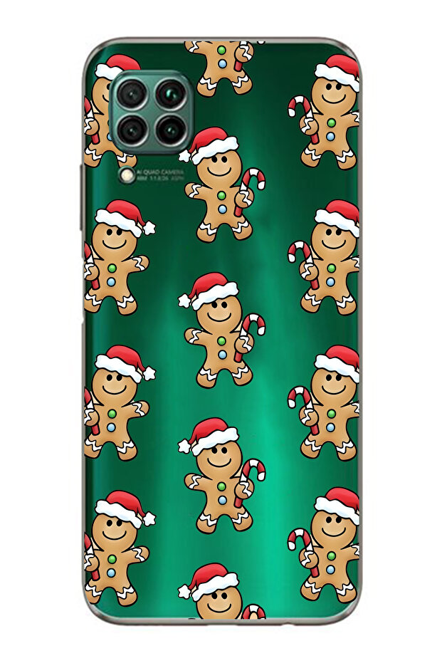 حافظة هاتف شفافة متوافقة مع هاتف هواوي P40 Lite من نوع Gingerbread منقوش - 1