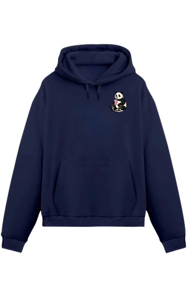 Panda Drinking Milkshake B Printed Sweatshirt