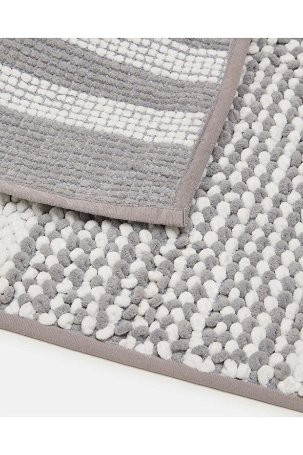 سجادة حمام من الشنيل الرمادي - 4