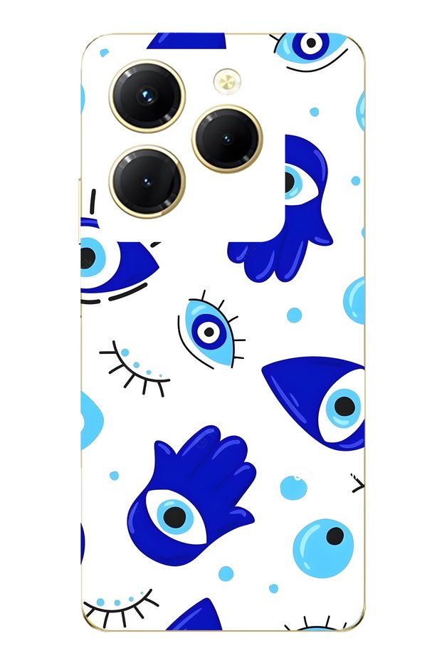 Infinix Hot 40I Compatible Hamsa Hand Patterned Transparent Phone Case