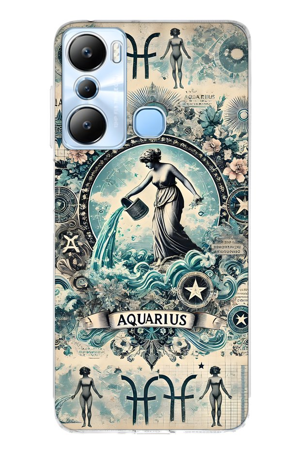 حافظة هاتف شفافة متوافقة مع هاتف Infinix Hot 20i من نوع Aquarius منقوش