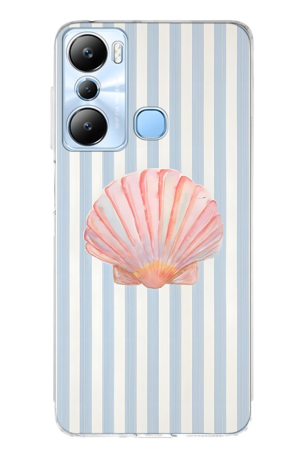 Infinix Hot 20I Compatible Sea Shell Patterned Transparent Phone Case