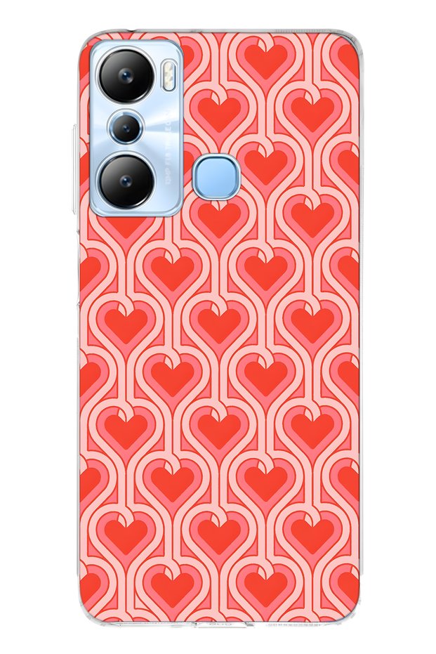 حافظة هاتف شفافة متوافقة مع هاتف Infinix Hot 20i Retro Heart منقوش